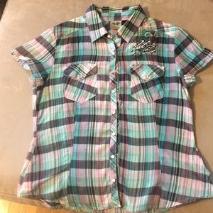Harley Davidson short sleeve button down top